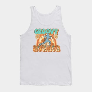 Groovy Runner retro quote  gift for running Vintage floral pattern Tank Top